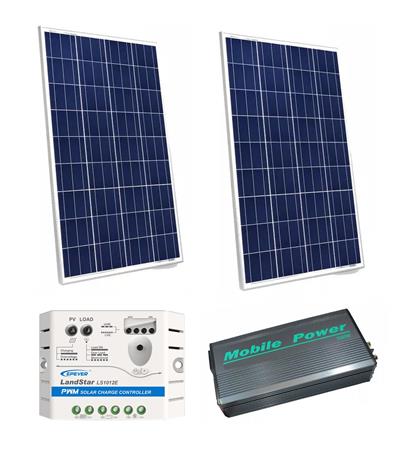 Kit Panel Solar 100W x2 + Regulador 10A + Conversor 24V 220v