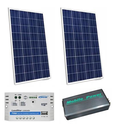 Kit Panel Solar 100W x2 + Regulador 20A + Conversor 12V/220v